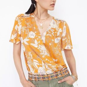 Anthropologie Tiny Surplice Floral V-Neck Blouse
